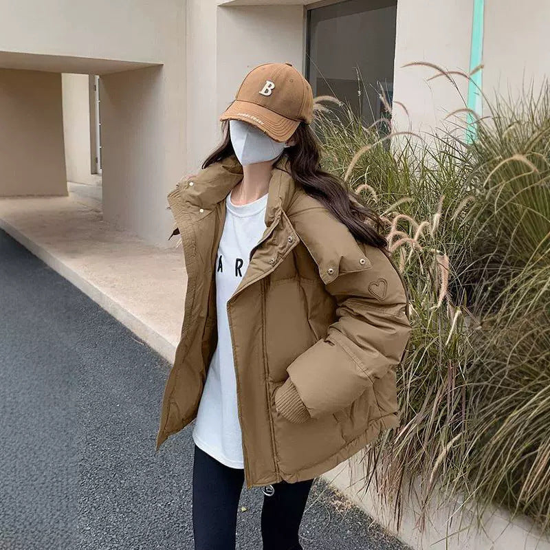 Warm Women’s Down Jacket - Short Boxy Cut, Polyester, Daily