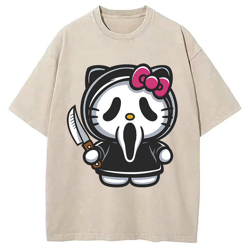 bbb Scream Kitty Halloween Washed T-Shirt