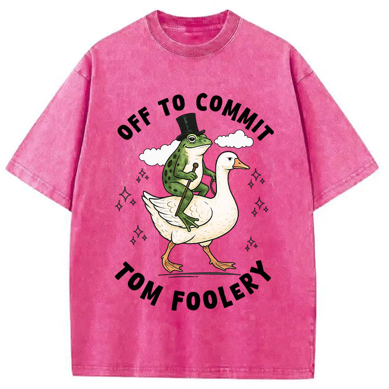 bbb Frog Riding Goose Funny Sarcastic Meme Washed T-Shirt