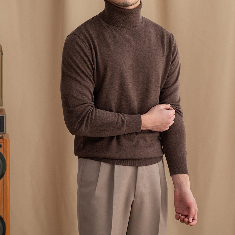 Lightweight Mens Turtleneck Sweater - Slim, Wool, Commute