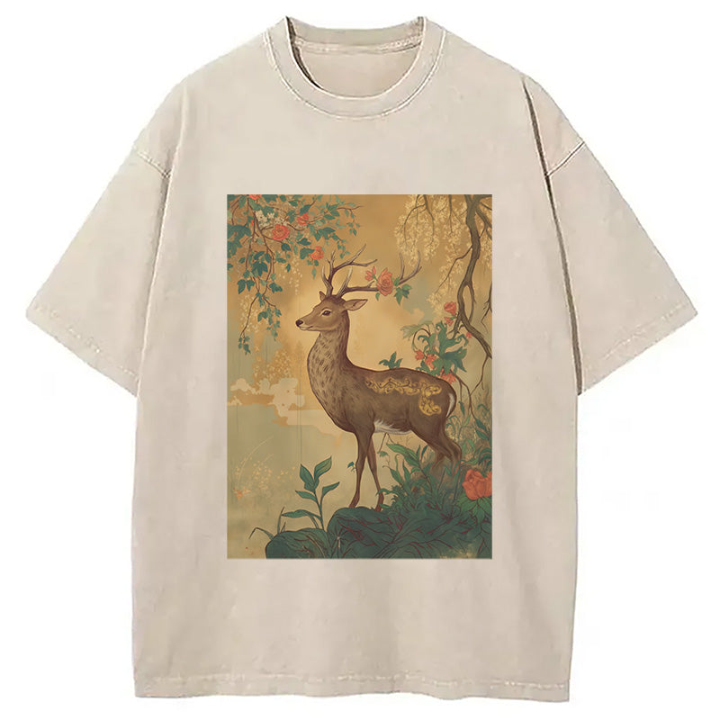 bbb Graceful Japanese Deer Washed T-Shirt