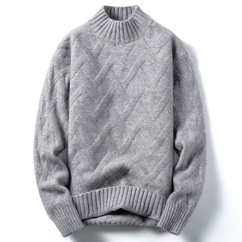 Warm Men’s Half Turtleneck Sweater - Loose Knit Layering