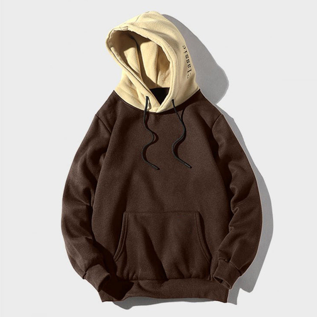 Soft Relaxed Men's Pullover Hoodie - Contrast Hood, Casual