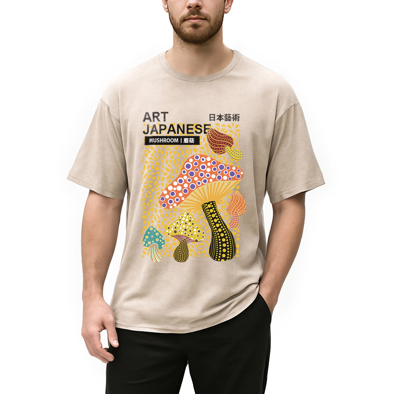 bbb Colorful Mushroom Japanese Art Washed T-Shirt