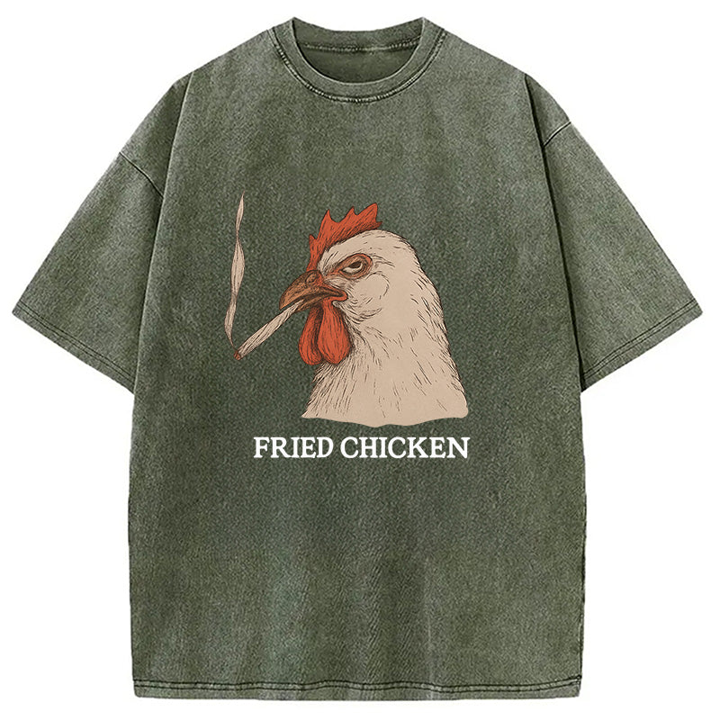 bbb Fried Chicken 420 Smoking Meme Washed T-Shirt