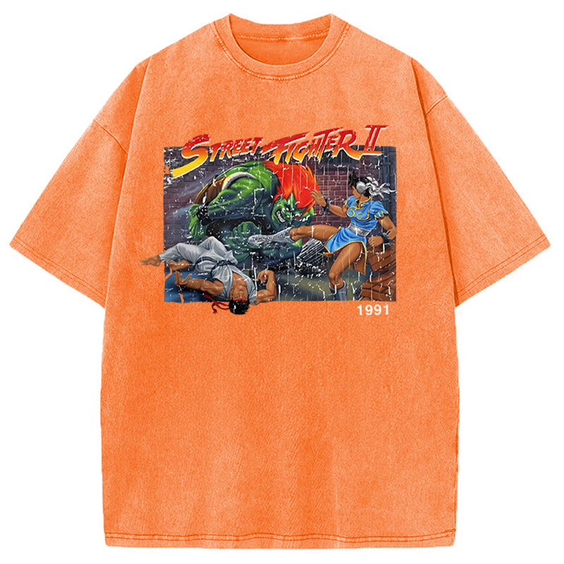 bbb Street Fighter Retro Game Vintage Washed T-Shirt