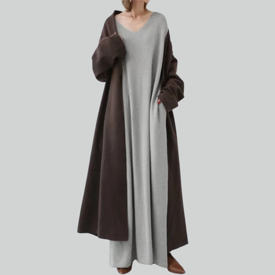 Turkey Eid Solid Muslim Hijab Dress A-line V Neck Abaya for Women, Dubai Arab Kaftan