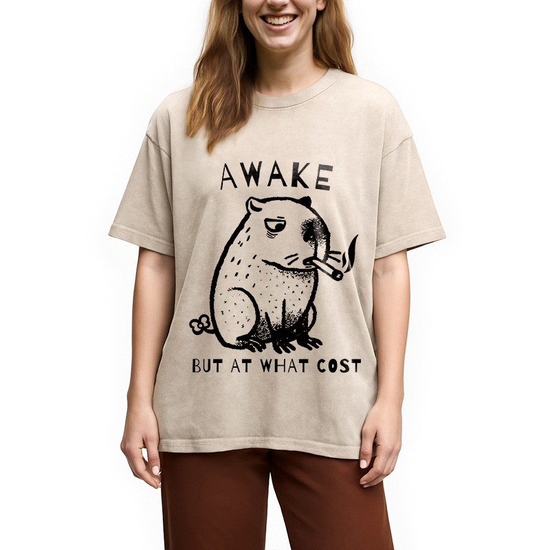 bbb Capybara Smoking Washed T-Shirt