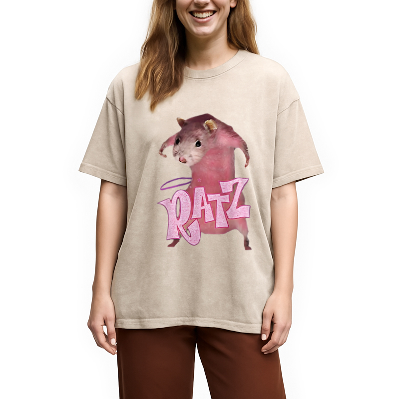 bbb Funny Ratt Pink RATZ Washed T-Shirt