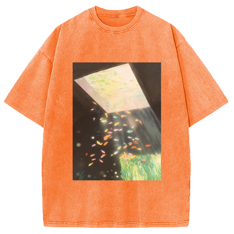 bbb Fish Swimming in the Air Washed T-Shirt