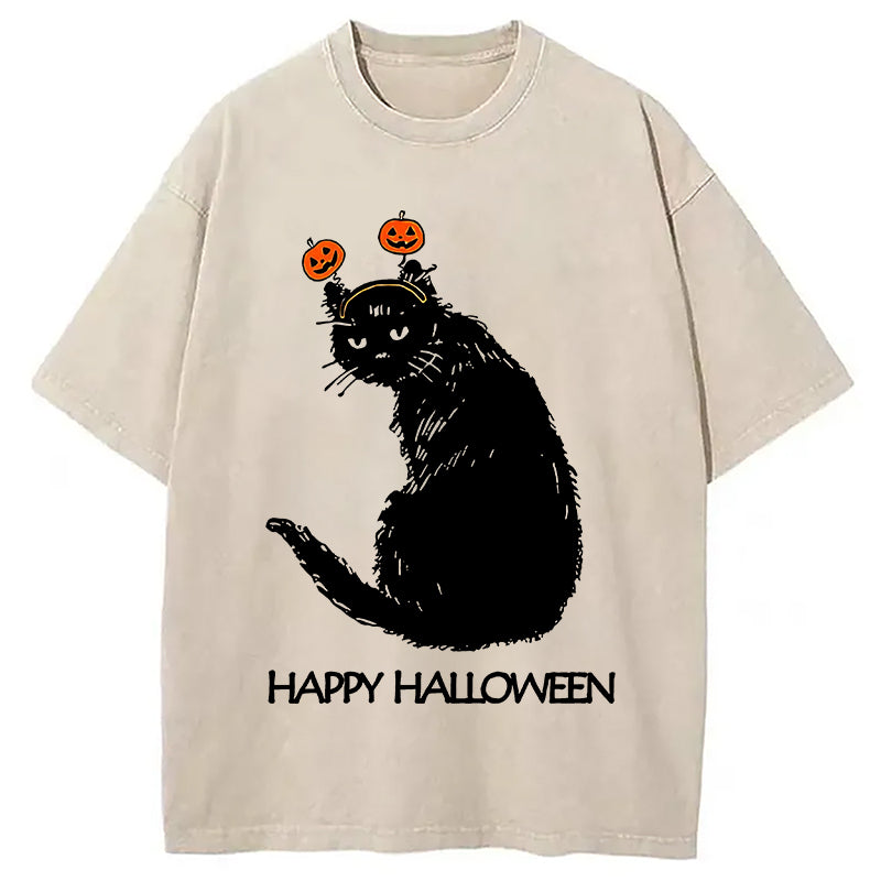 bbb Halloween Cat Japanese Washed T-Shirt