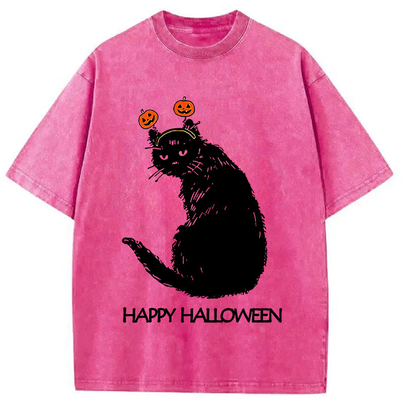 bbb Halloween Cat Japanese Washed T-Shirt