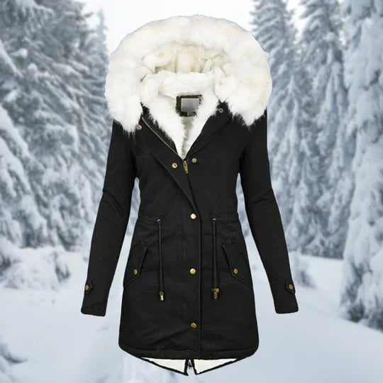 Warm Flattering Women's Parka - Longline, Faux Fur, Winter
