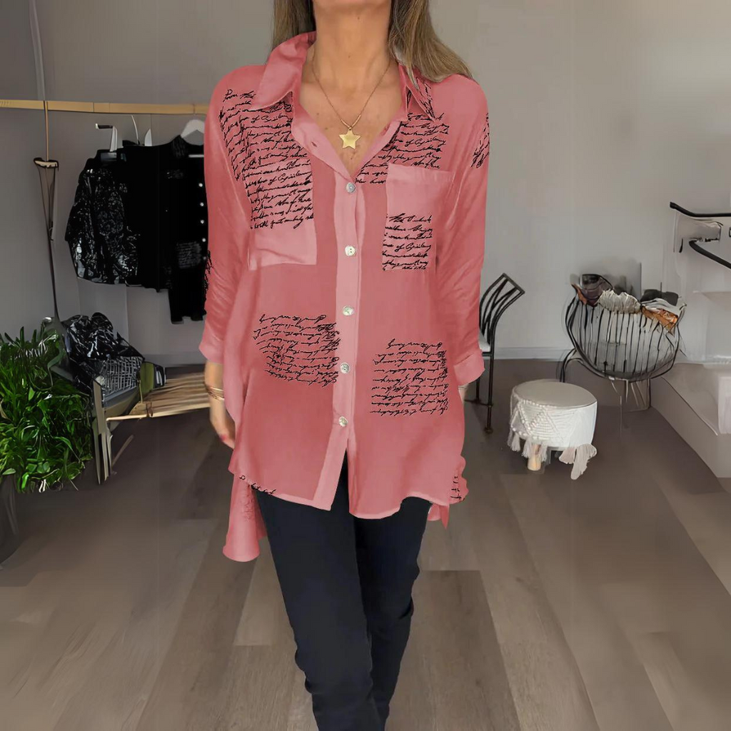 Handwritten Print Button Up Shirt for Men, Short Sleeve Casual Chic Viscose Top