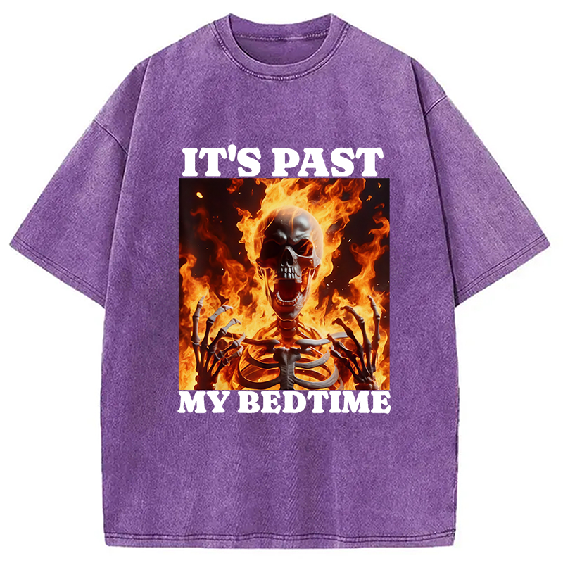 bbb It's Past My Bedtime Funny Skeleton Meme Washed T-Shirt