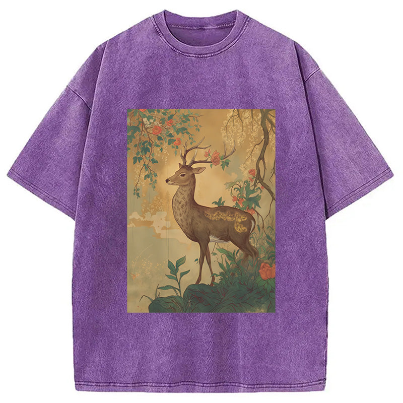bbb Graceful Japanese Deer Washed T-Shirt