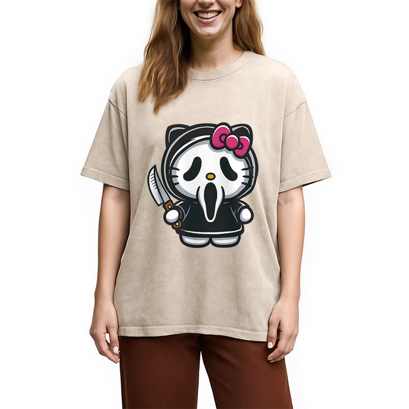 bbb Scream Kitty Halloween Washed T-Shirt