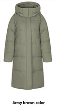 Insulating Women’s Long Puffer Coat - Hooded Quilted Winter