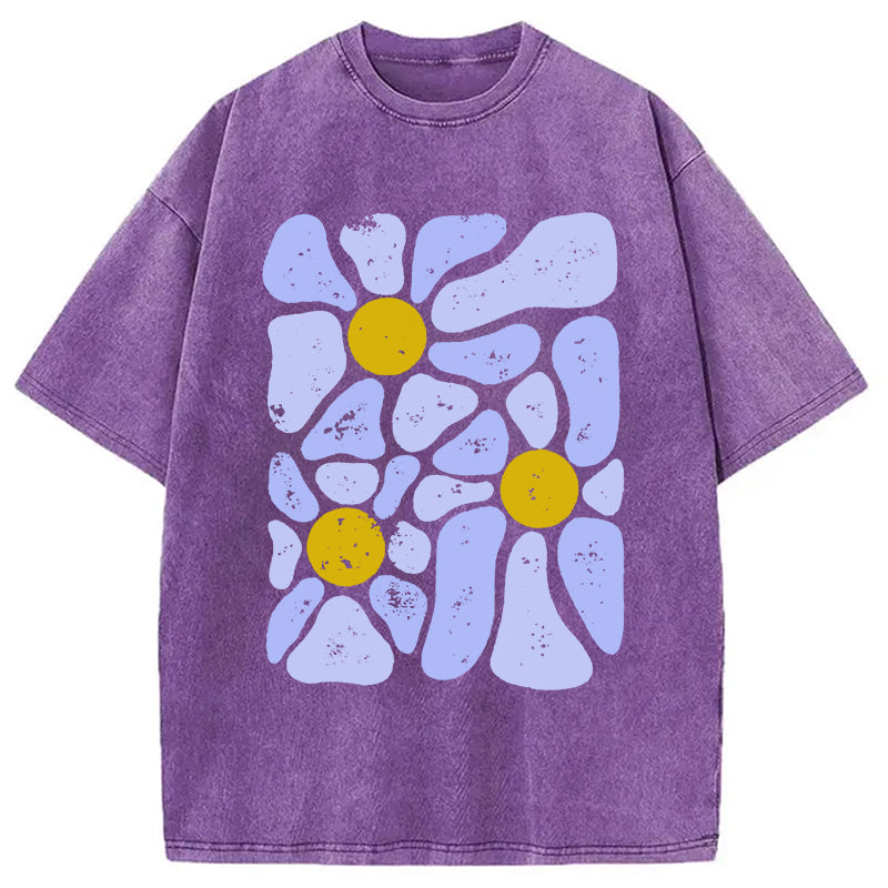 bbb Abstract Flowers Art Washed T-Shirt