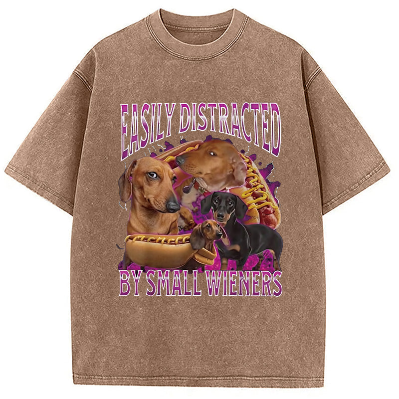 bbb Easily Distracted By Small Wieners Funny Washed T-Shirt
