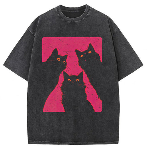 Black Cats It's Time To Wake Up Washed T-shirt