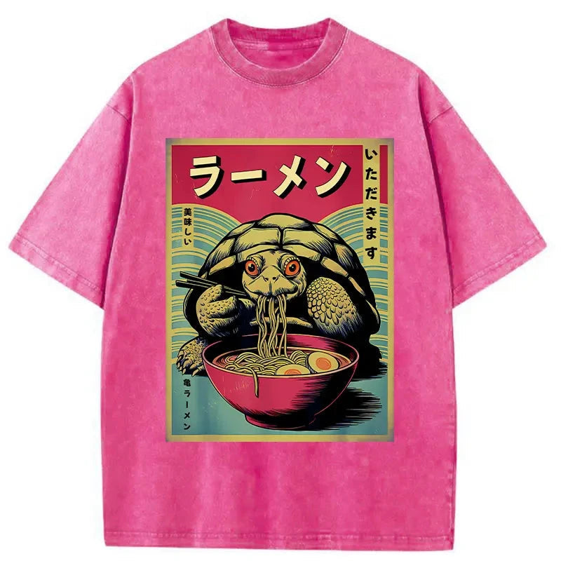 bbb Turtle Eating Ramen Washed T-Shirt