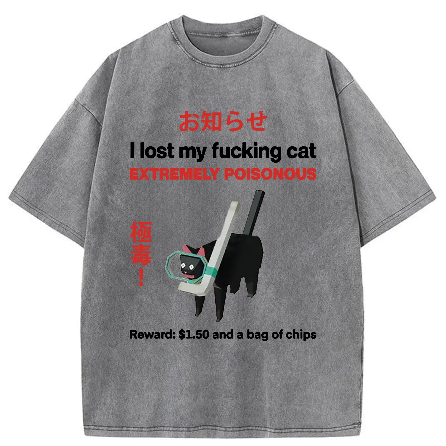 bbb Find The Toxic Cat Funny Washed T-Shirt