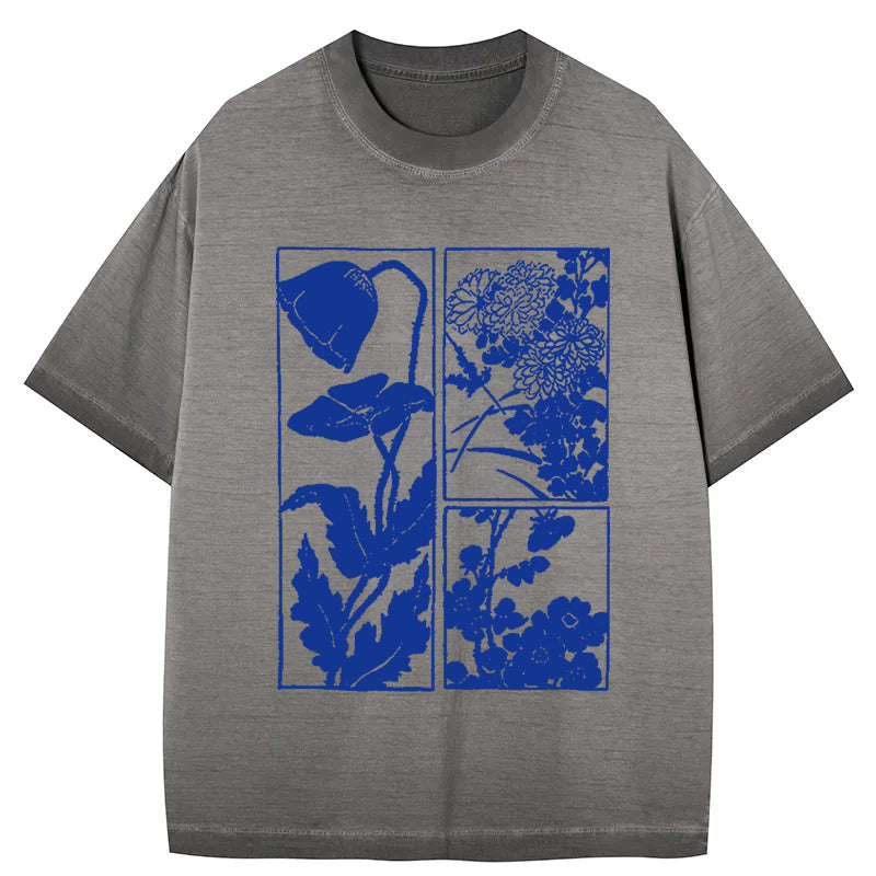 bbb Woodcut Flowers Gradient Washed T-Shirt