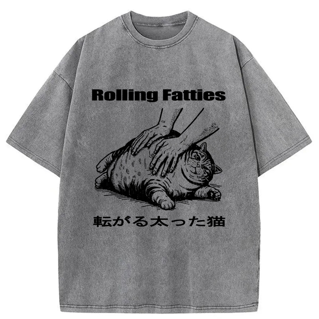 bbb Rolling Fatties Cat Washed T-Shirt