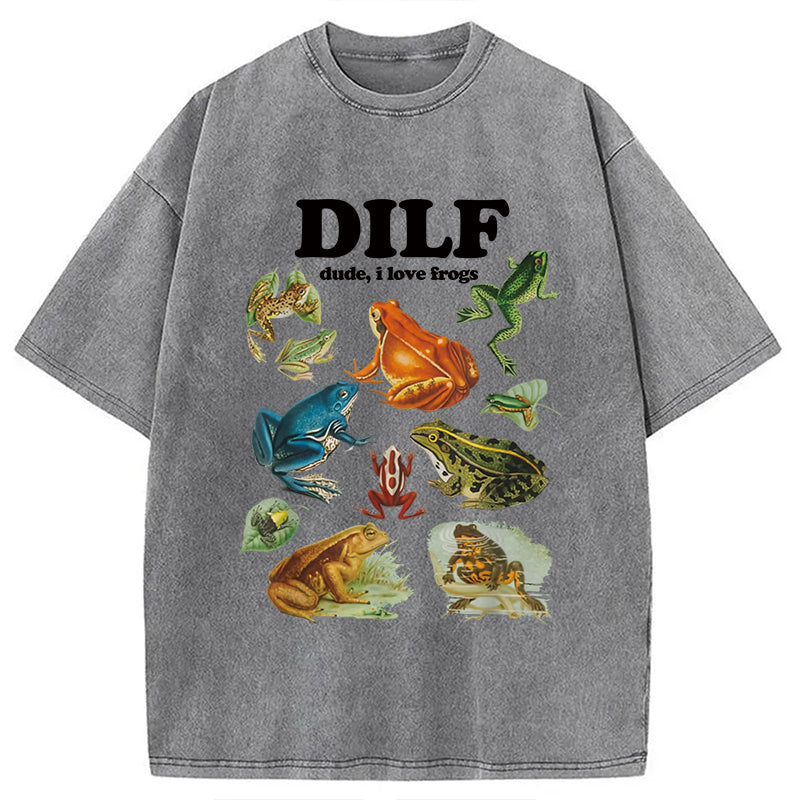 bbb Dude I Love Frog Washed T-Shirt