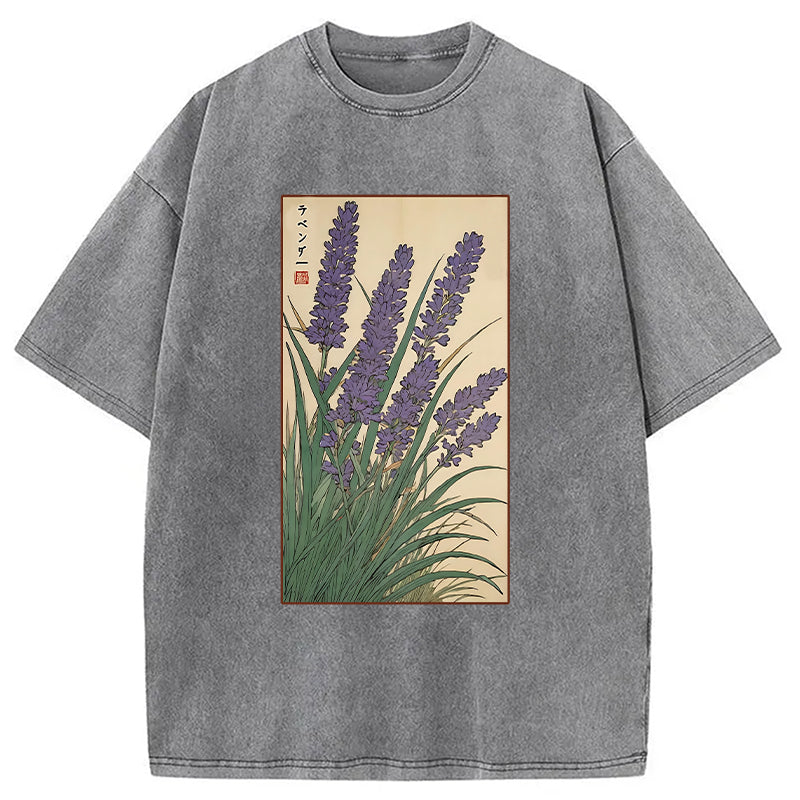 bbb Lavender Ukiyo-e Japanese Washed T-Shirt