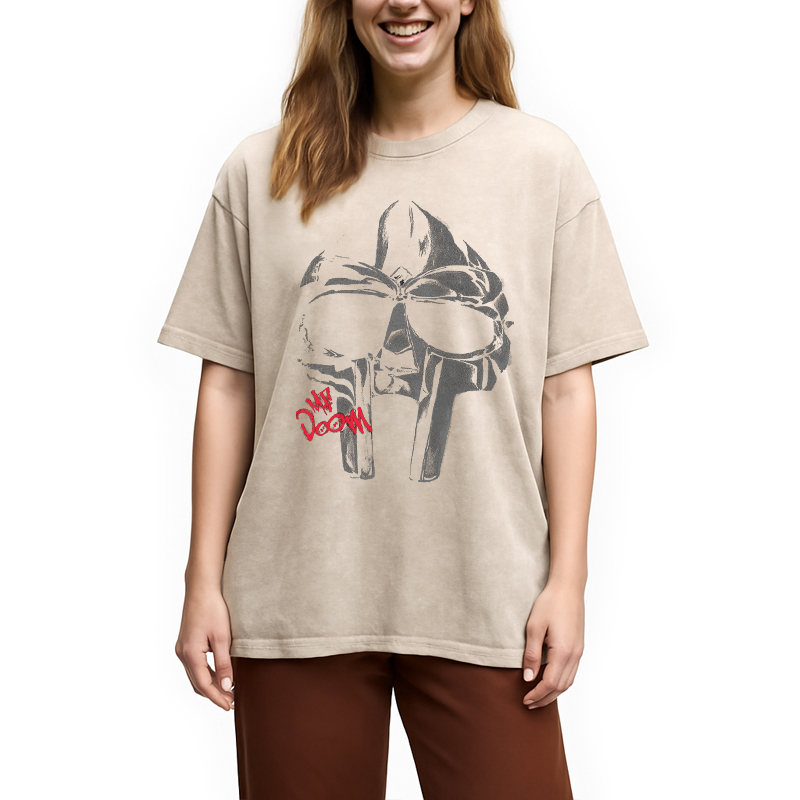 bbb Mf DOOM Halftone Illustration Washed T-Shirt