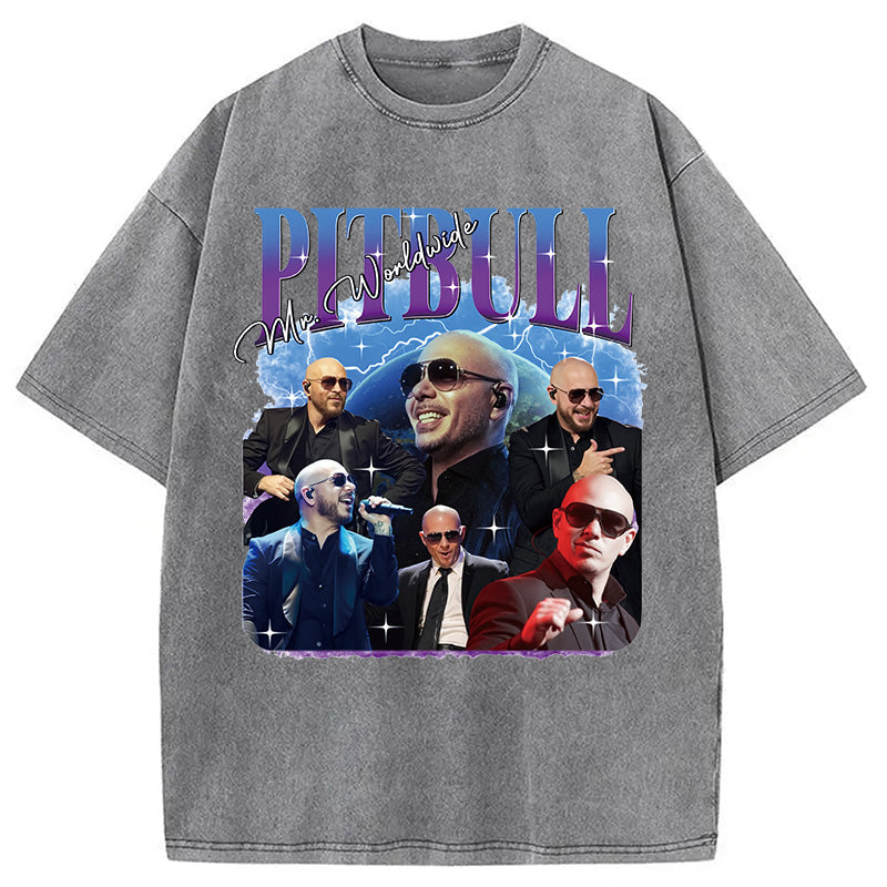 bbb Pitbull Mr.Worlwide Retro Washed T-Shirt