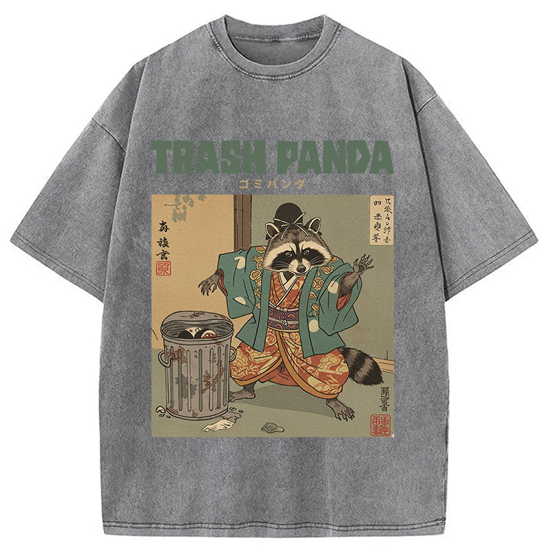 bbb Trash Panda Traditional Japanese Meme Washed T-Shirt