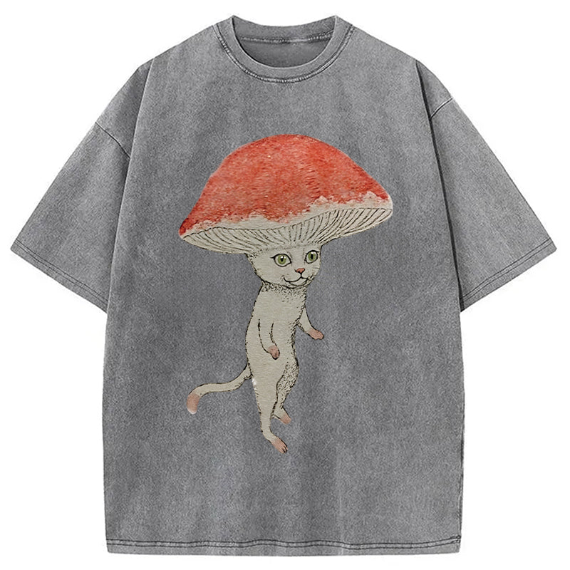 bbb Magic Mushroom Cat Washed T-Shirt