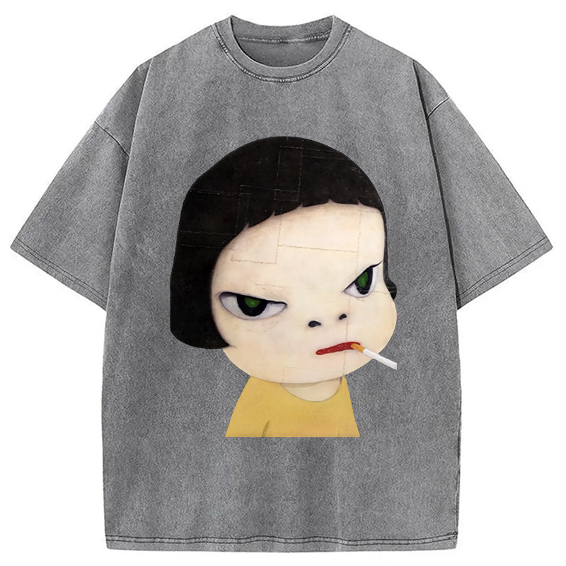 bbb Too Young To Die Smoking Girl Washed T-Shirt