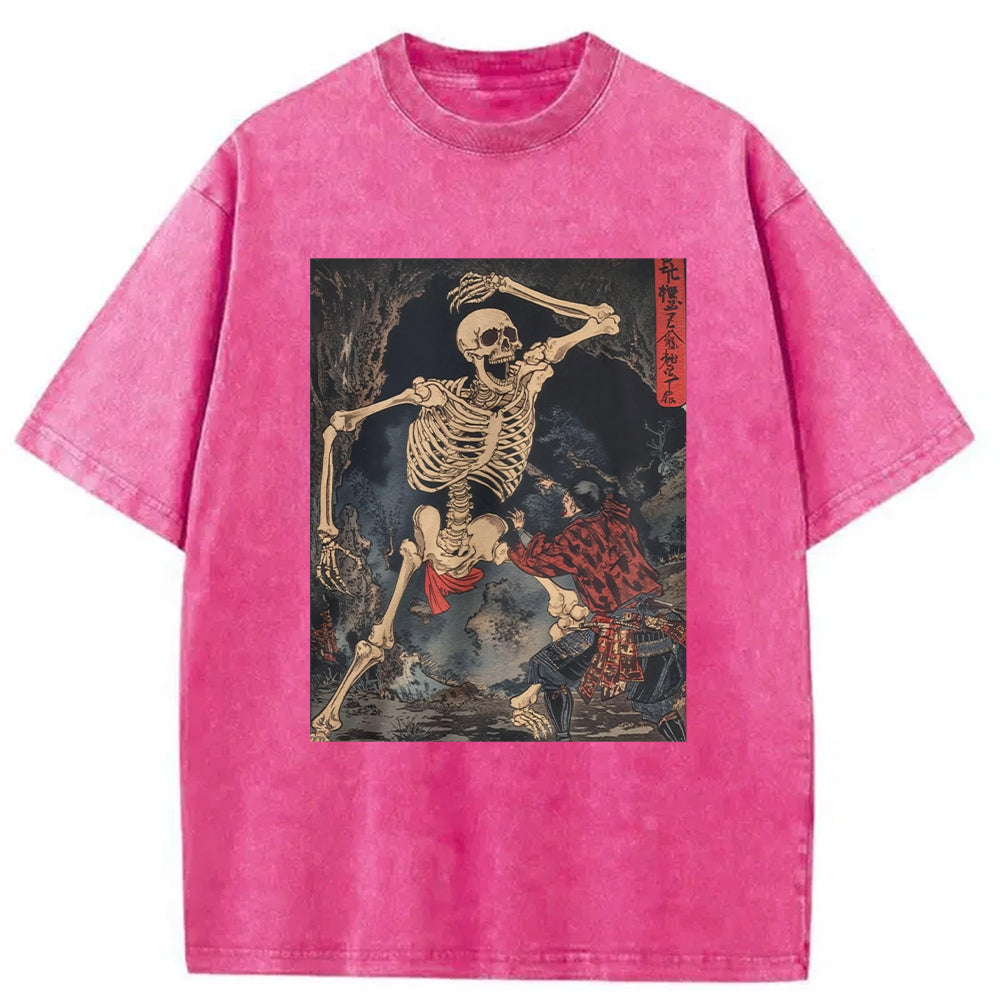 bbb Japanese Horror Skeleton Washed T-Shirt