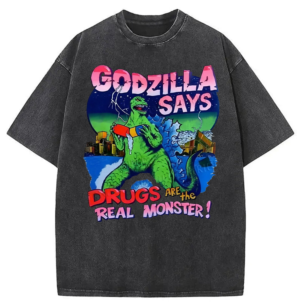 bbb Godzilla Says Washed T-Shirt