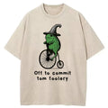 bbb Frog Riding Penny-farthing Washed T-Shirt
