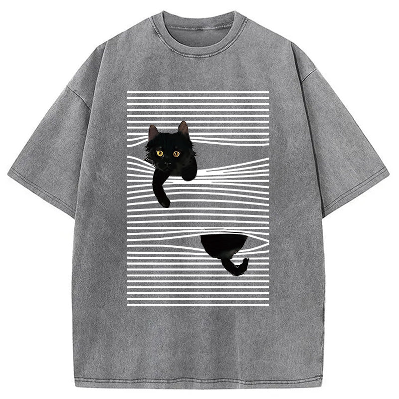 bbb Cat Scratching Curtain Washed T-Shirt