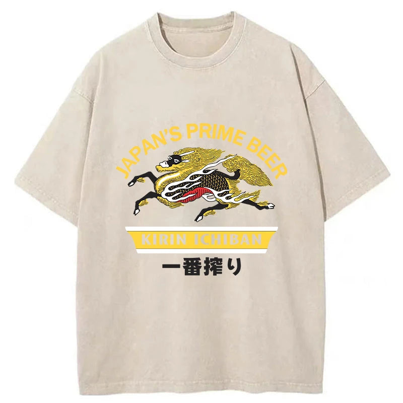 bbb Kirin Ichiban Beer Logo Japanese Washed T-Shirt