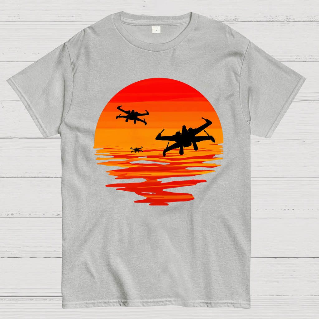 X-wing Starfighter And Sea Sunset  T-Shirt