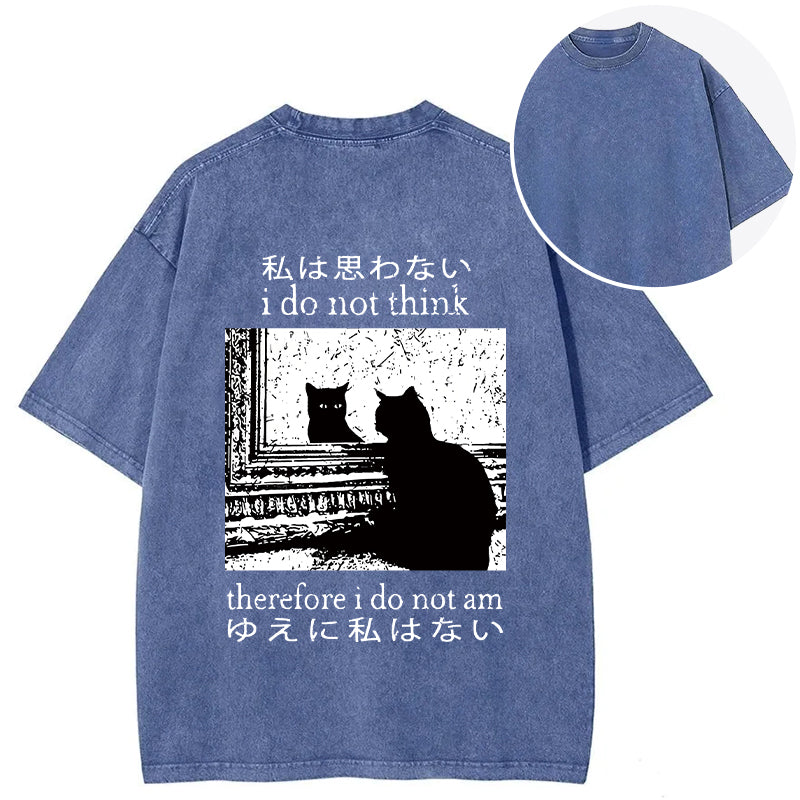 bbb Thinking Cat Back Washed T-Shirt