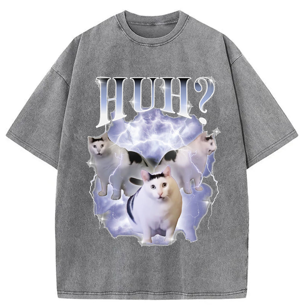 bbb Huh Cat Chonky Ben Meme Washed T-Shirt