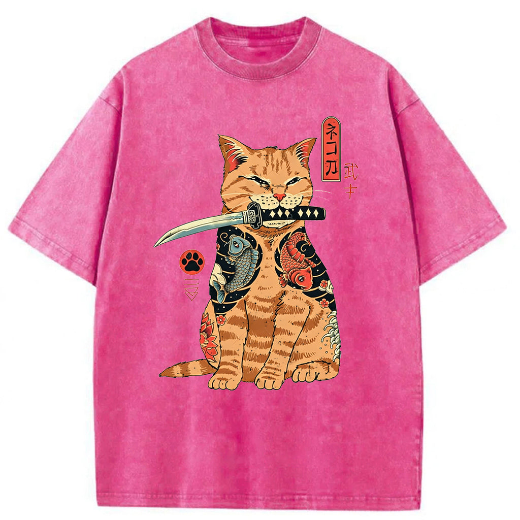 bbb Samurai Cat Washed T-shirt