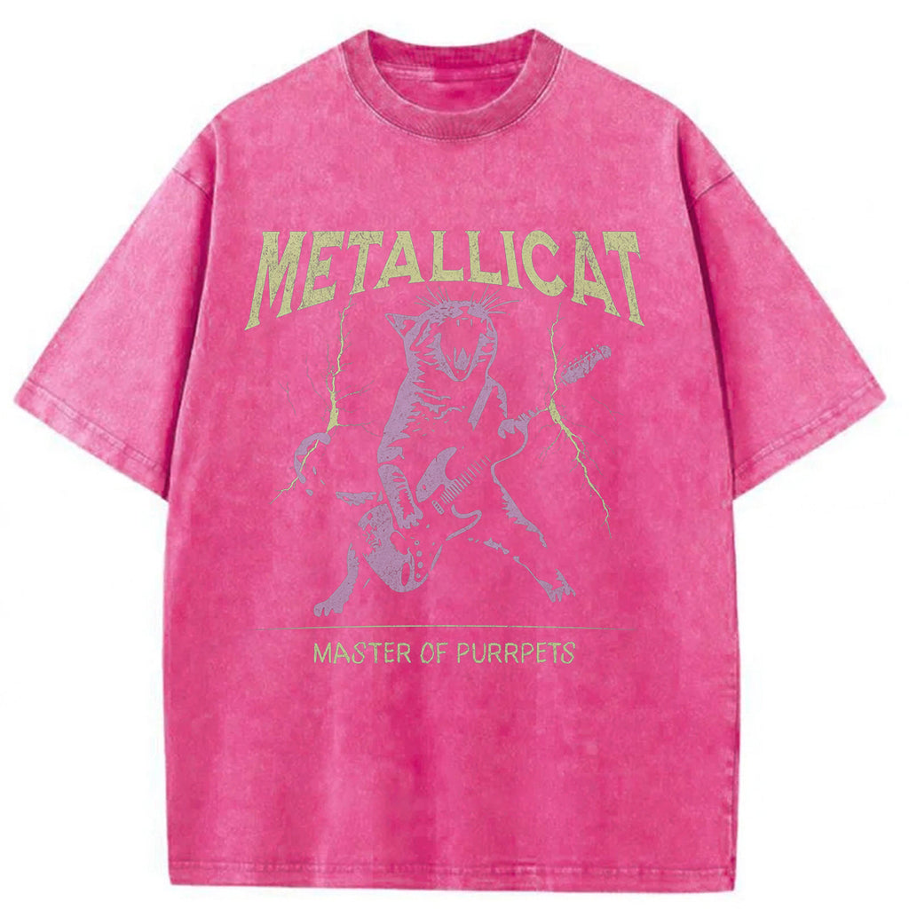 bbb Funny Guitar Cat Washed T-shirt