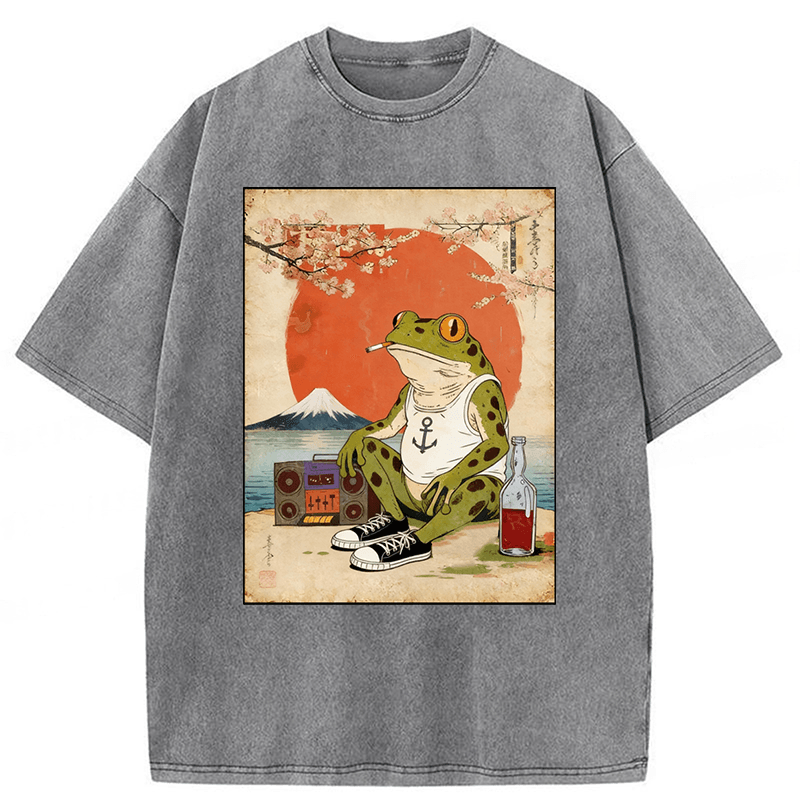 bbb Japanese Style Frog Washed T-shirt