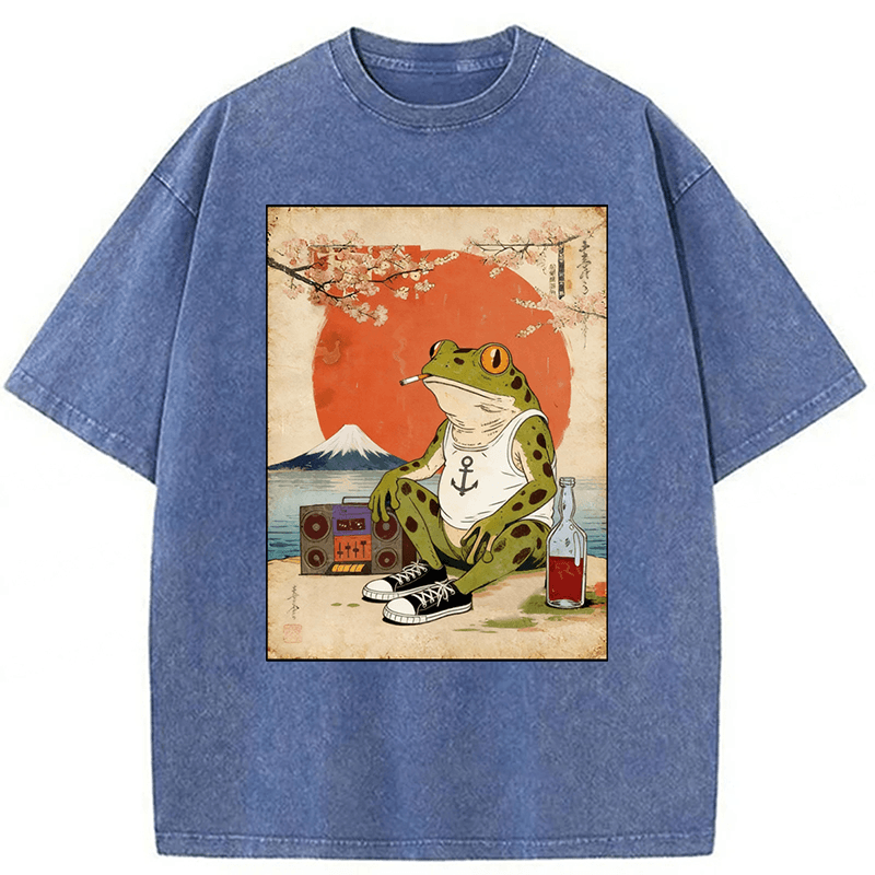 bbb Japanese Style Frog Washed T-shirt
