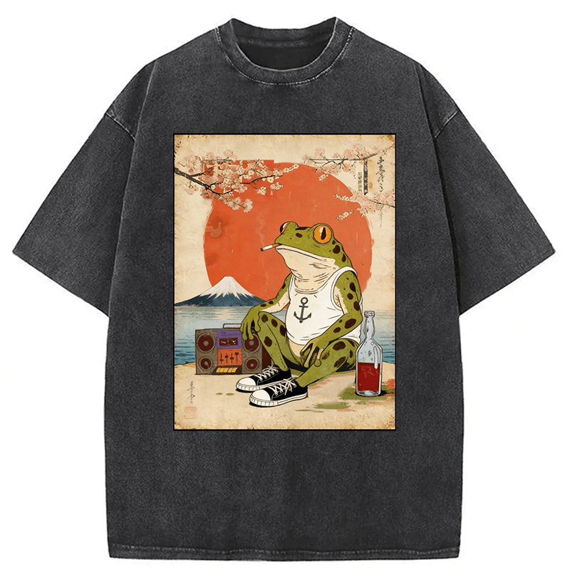 bbb Japanese Style Frog Washed T-shirt