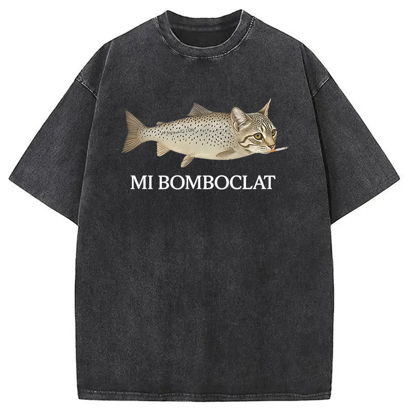 bbb Bomboclat Fish Cat Meme Washed T-Shirt